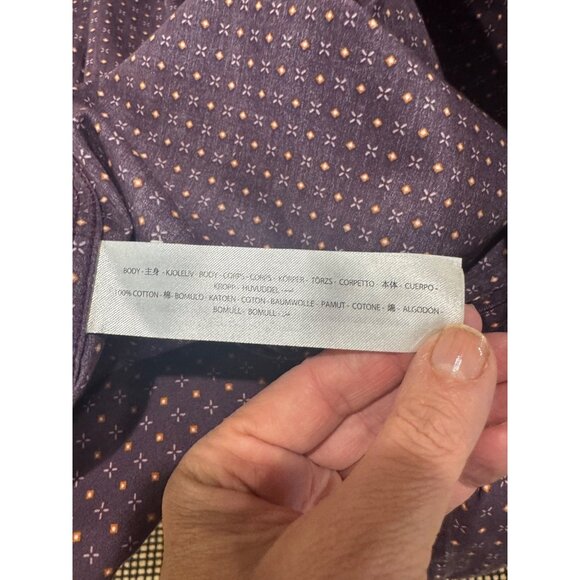 Ariat Mens Wrinkle-Free Long Sleeve Button-Up Shirt Purple M Western Work Cowboy - Picture 10 of 12